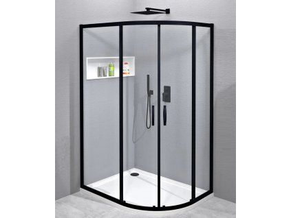 Gelco Sigma Simply Black Sprchový kout čtvrtkruh 100 x 80 cm, černá mat/čiré sklo GS1080B