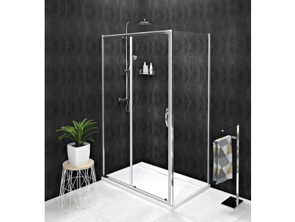 Velký obdélníkový sprchový kout Gelco Sigma Simply 100x80 cm chromovaný rám posuvné dveře s výklopným systémem 6mm bezpečnostní čiré sklo výška 190 cm úprava Coated Glass