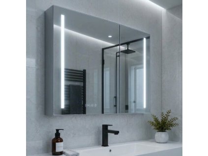 Besteco Lux Stripe zrcadlová skříňka 100x70 cm s LED osvětlením a displejem v koupelně, Kód: MSC100X70