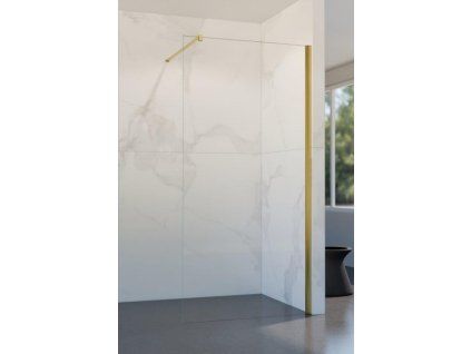 BESTECO Lagos Gold Walk-In Zástěna 90x200 cm, zlatá, čiré sklo 8 mm
