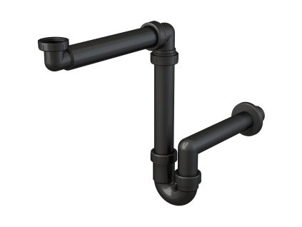 Alcadrain Prostorově úsporný umyvadlový sifon 5/4", černý A434-ECO