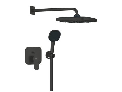 [Kód: 1053362430] Podomítková sprchová baterie GROHE Cubeo s hlavovou a ruční sprchou matná černá detail.