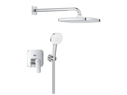[Kód: 6003900404] Podomítková sprchová baterie GROHE Cubeo s hlavovou a ruční sprchou chrom detail.