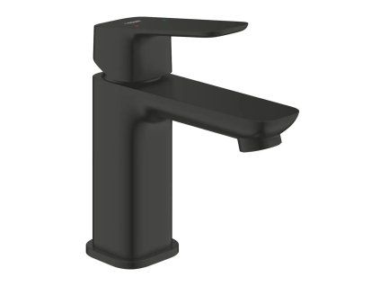 [Kód: 1016992430] Umyvadlová baterie GROHE Cubeo matná černá detail oblého designu a ovládací páky.
