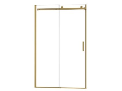 Elegantní sprchové dveře Belver Gold s profilem v barvě broušeného zlata a čirým sklem o rozměru 120x195 cm.