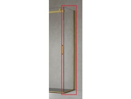 Boční pevná sprchová stěna Belver Gold 90x195 cm v designovém provedení broušené zlato s čirým sklem