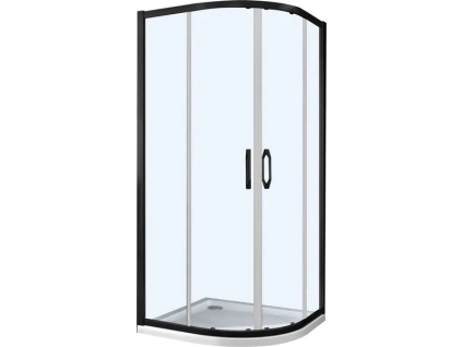[Kód: 140604.069.323] Čtvrtkruhový sprchový kout HÜPPE Urban 90x90 cm detail černého matného profilu a bezpečnostního skla.