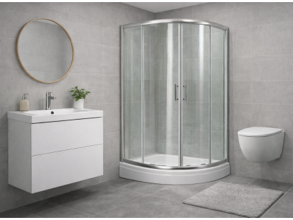 Čtvrtkruhový sprchový kout BESTECO Hammer Chrom 80x80 cm, čiré sklo 6 mm, výška 185 cm, kód ISA-2009/80