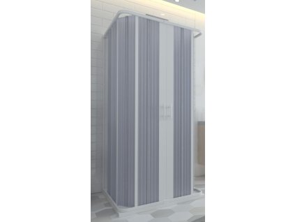 Třístranný sprchový kout BESTECO Flex 80-100 cm středové otevírání chrom hliníkový korpus čiré 6mm sklo kód FLEX3STR100