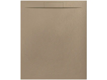 Hnědá obdélníková sprchová vanička Nilo moka 120x100 cm z litého mramoru se skrytým odtokovým žlábkem.