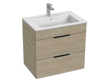 závěsná koupelnová skříňka Cube jasan s umyvadlem 65x43 cm a 2 zásuvkami