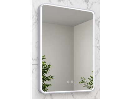 Hranaté koupelnové LED zrcadlo Deira 60x80 cm s rámem kartáčovaná gunmetal, Kód:DEIRA6080LEDSGGK