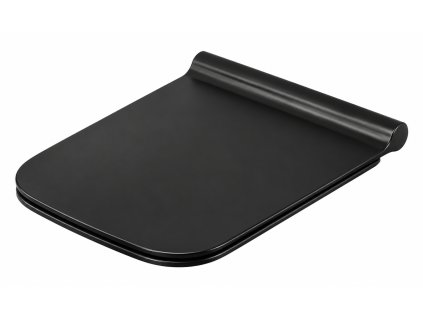 [Kód: TR2122-18SS] černé tenké WC sedátko BESTECO Urban Slim Soft-Close z duroplastu detail hladkého antibakteriálního povrchu.