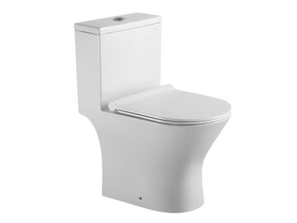 Kompletní stojící toaleta WC kombi BESTECO SIAM bílá keramika univerzální zadní i spodní Vario odpad rozměry 37x65 cm včetně sedátka