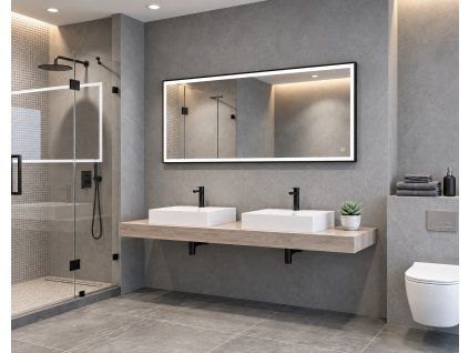 Besteco LED zrcadlo BlackMatt 140x60 cm černý rám a odmlžování, Kód: MFA14600H