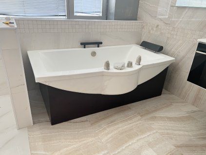BESTECO Volně Stojící Vana LOAF 180x100 cm (Bílá Lesklá), Akrylátová s Integrovaným Přepadem a Odtokem