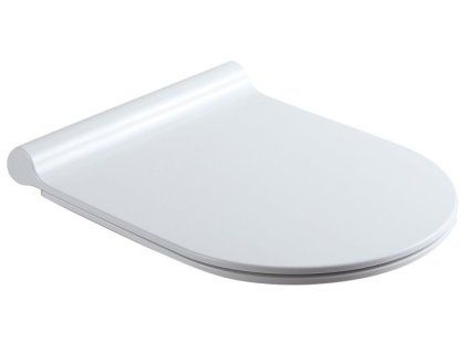 [Kód: TR2040SS] Bílé tenké WC sedátko BESTECO Flos Slim Soft-Close z duroplastu detail nerezových úchytů.