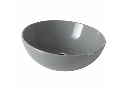 Šedé keramické umyvadlo na desku Besteco Gray o průměru Ø 39 cm.
