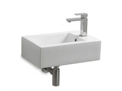 [Kód: TR4127A] Besteco Brainy Keramické umývátko na WC 50x25 cm, s otvorem pro baterii vpravo, bílé
