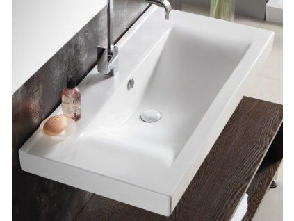 [Kód: KUBE100] Keramické umyvadlo Besteco Kube 100 o rozměru 100x48 cm v lesklé bílé barvě.