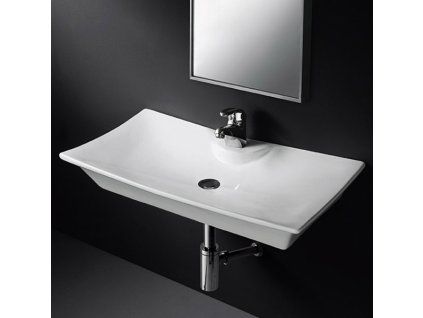 [Kód: FLOS80] Keramické umyvadlo Besteco Flos o rozměru 80x39 cm v lesklé bílé barvě.