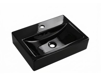 Černé keramické umyvadlo BESTECO CUBE Black hranaté na desku.