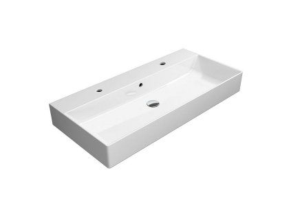 8160 bile umyvadlo s otvory pro 2 vodovodni baterie 100x47cm