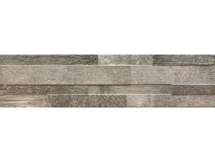 EBS Volcano 3D Taupe šedohnědý kamenný obklad 15x61 cm detail reliéfu skládaného kamene a matné textury