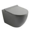 Závěsné WC BESTECO ARCO Grey Vortex Rimless matně šedá sanitární keramika se skrytým uchycením a Slim Soft-Close sedátkem Easy Take rozměr 35,5x53 cm, kód TR2196-U10