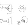 Technický výkres Kovový držák sprchy 120 mm, otočný, zlatá