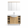 BESTECO Koupelnový set z masivního dubu s umyvadlem a galerkou 120x56x86 cm