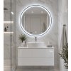 Kulaté LED zrcadlo BESTECO BlackMat s černým rámem, průměr 80 cm
