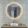 [Kód:MMH8080R] Kulaté LED zrcadlo Ø 80 cm se zdobeným designovým okrajem a funkcí plynulé změny teploty barvy světla.