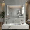 BESTECO LUMI LED Zrcadlo s Lupou a Hodinami 160x60 cm LMC0806
