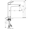 výkres Hansgrohe Logis baterie stojánková umyvadlová vysoká, s výpustí 71090000