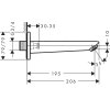 výkres Hansgrohe Logis vanový výtok, vyložení 19,5 cm, chrom 71410000