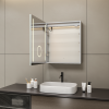 Koupelnová zrcadlová skříňka BESTECO LUX Compact 60x70 cm stmívatelné LED osvětlení displej podsvícená kosmetická lupa vnitřní zásuvka USB hloubka 14 cm nerezavějící hliníkový korpus, kód LUX60COM