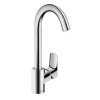 Páková dřezová baterie HANSGROHE Logis v chromu s bočním ovládáním a vysokým otočným ramenem, kód 71835000
