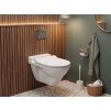 Zářivě bílé závěsné WC BESTECO s technologií Rimless a Soft-Close sedátkem (35,5x55 cm).