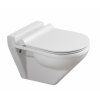 Zářivě bílé závěsné WC BESTECO s technologií Rimless a Soft-Close sedátkem (35,5x55 cm).