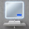 Nastavitelné LED zrcadlo Besteco Bright bluetooth 70x65 cm nad mramorovou deskou s umyvadlem
