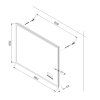 Technické rozměrové schéma koupelnového zrcadla BESTECO 90x65 cm s led osvetlenim casem datumem teplotou a funkci bluetooth, Kód: MLE6509LCD