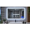 Koupelnové LED zrcadlo BESTECO Bright 100x65 cm s displejem a studeným bílým podsvícením nad umyvadlem. MLE6510LCD