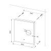 Rozměrový nákres a tloušťka LED zrcadla Bright Magnify 60x65x3 cm