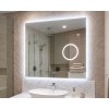 BESTECO Magnify LED zrcadlo 60x65 cm se studeným bílým podsvícením a integrovanou 5x zvětšovací lupou nad umyvadlem.
