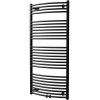 Oblý kombinovaný koupelnový radiátor Grande v matné barvě černý samet se středovým připojením, rozměry 45x133 cm.