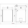 Technický výkres Besteco LED zrcadlo Slimline s bočním osvětlením a hliníkovým rámem 60x70 cm