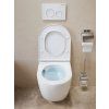 Zářivě bílé závěsné WC BESTECO s technologií vírového splachování Vortex a Soft-Close sedátkem (36,5x49 cm).