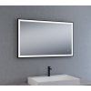 [Kód: MFA10600] Luxusní LED zrcadlo v černém rámu Besteco Blackmat 100x60 cm detail matného hliníku a nastavení barvy světla.