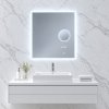 Obdélníkové LED zrcadlo BESTECO Magnify 60x65 cm s integrovaným 5× zvětšovacím zrcátkem Kód:mls6506ma-time